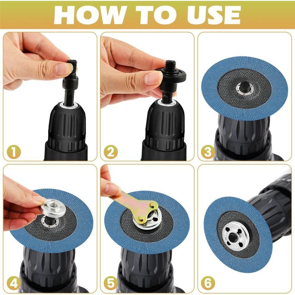 2 sets Electric Drill Angle  Connecting Rod Set, Angle  Tool Drill Arbor Mandrel Adaptor with Spanner and Flange Nut for Polish Disc, Polish Sponge and  Disc(10mm)