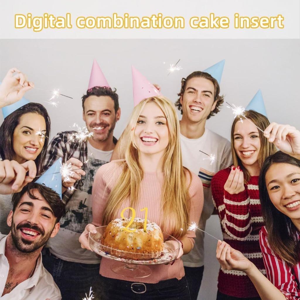 Upgrade Version Cake Decoration, 0-9 Years Birthday Cake Decorations, Reusable, Suitable for All Ages Wedding Celebration Party Supplies