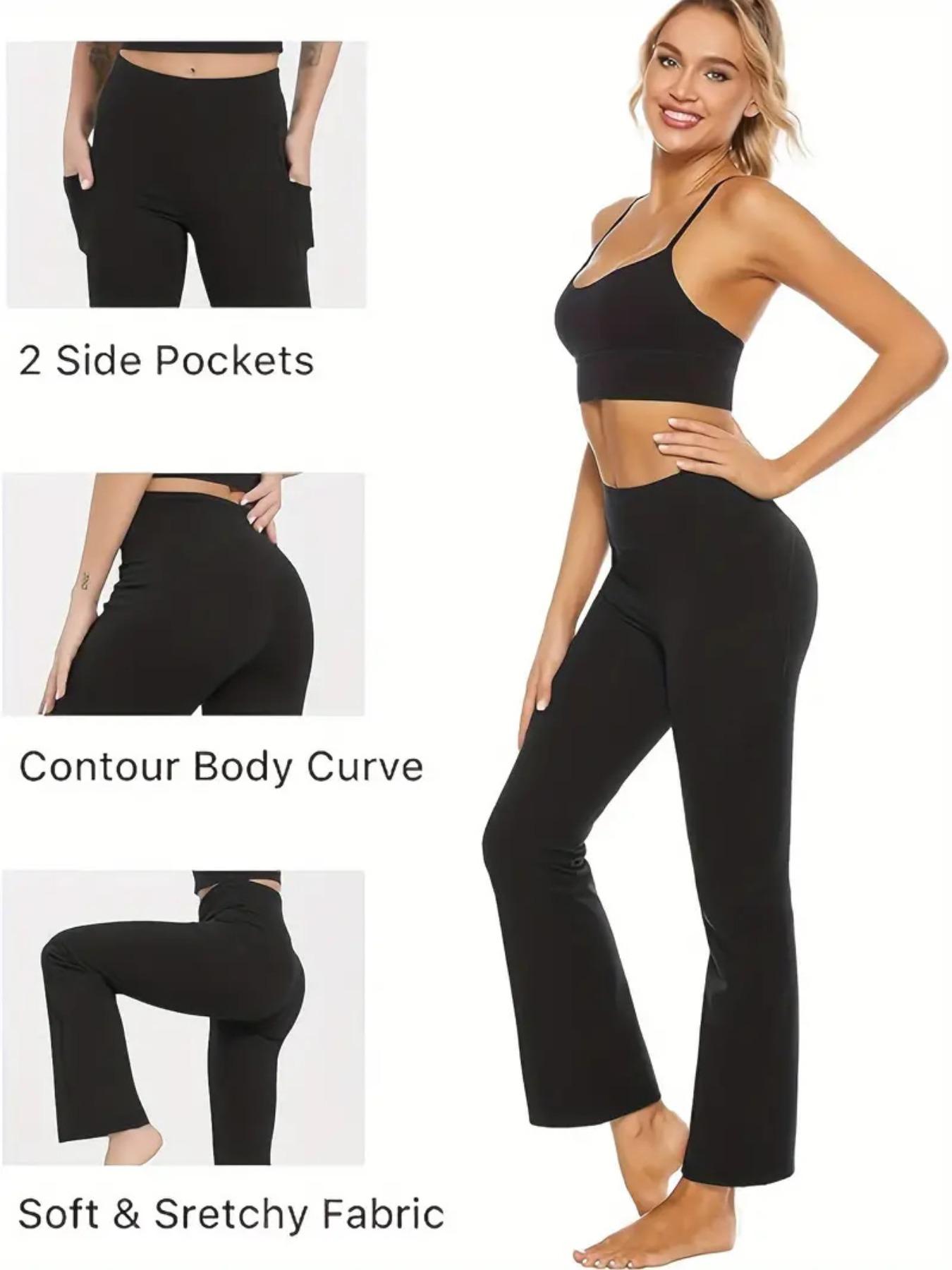 Women's Fall Winter High Waist Yoga Pants, Thick Warm Sporty Fitness Leggings, Tight-Fitting Plain Woven Fabric, Comfortable & Stylish