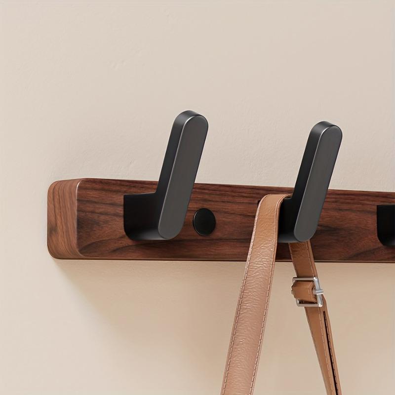 Walnut Hook Wall Hook, Wall Hanger with 4/5/6 Hooks, Hat Hook Wall Hook for Hanging Coats, Bags and Towels Black