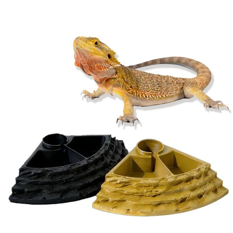 Automatic Feeder and Waterer for Reptiles, Resin Material, Lizard Snake Gecko Tortoise Rock-Like Drinking Bowl, Includes Plastic Bottle