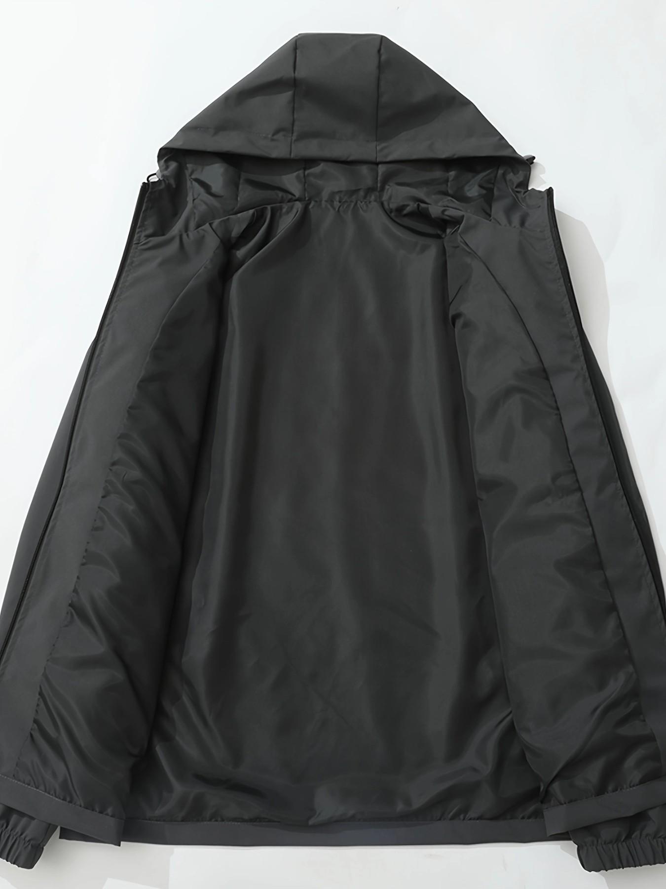 Luxury Artistic Letter Hooded Jacket, Polyester Fabric, Intricate Print, Slim Fit, Casual Style, Spring & Fall Fashion Outerwear