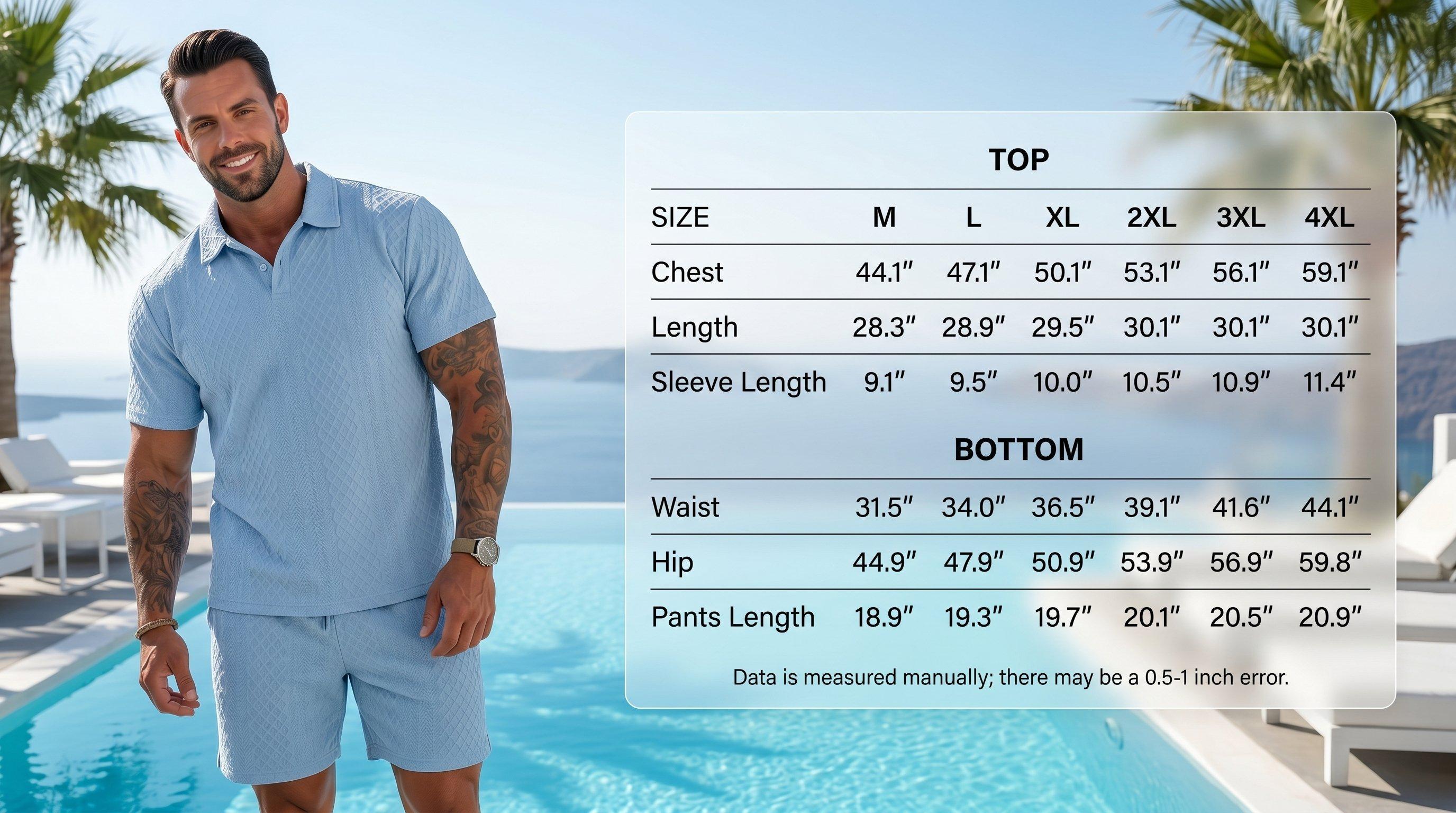 KZZ Men's Solid Polo Shirt & Drawstring Waist Shorts Set Cozy Breathable Two-piece Outfits for Daily Outdoor Wear Menswear Suits Casual Clothes,father'sdaygifts