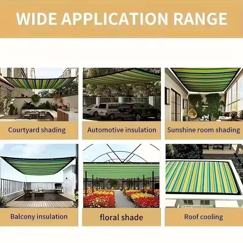 1pc Sun Shade Net - 1pc High-Density Breathable Mesh for Patio/Garden/Carport, Cooling Canopy Stripes All Weather Durability ﻿