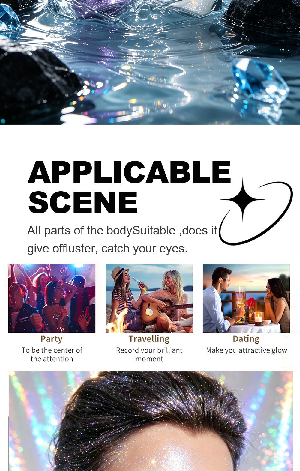 1PC Fit Colors Glitter Spray, Fine Shimmer Highlighter, Long-Lasting Sweatproof, for Face & Body, Stage & Party Makeup, Holographic Glitter Spray, Body Shimmer Spray, Shimmering Body Glitter