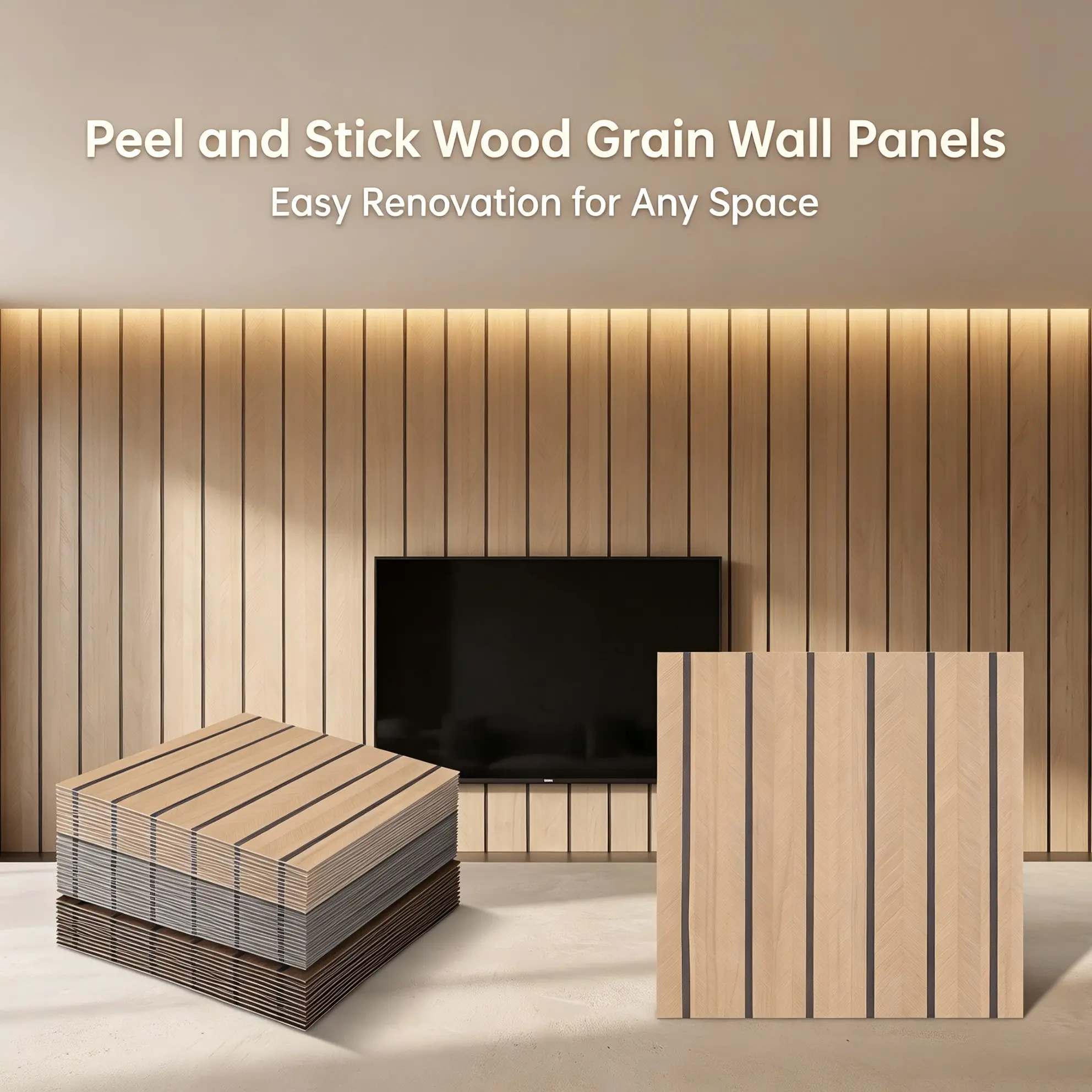 12x12 Inch Peel and Stick Wood Wall Panels, Waterproof Self Adhesive, Cuttable DIY Decor, No Damage Wall Covering for Bathroom Kitchen
