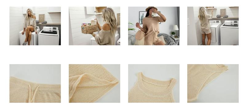 Goranbon Womens 2 Piece Knit Outfits Off Shoulder Sweater Tops Shorts Lounge Pajamas Set Summer Suit Goranbon Womens 2 Piece Knit Outfits Off Shoulder Sweater Tops Shorts Lounge Pajamas Set Summer Suit