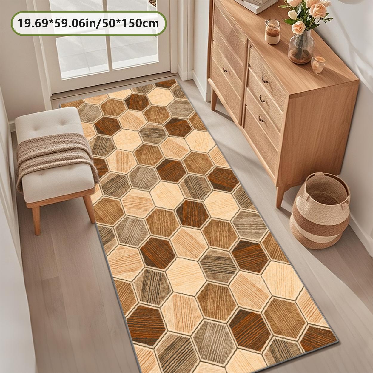 Velvet Soft Striped Rug, Modern Print Long Runner Carpet, Living Room Corridor Bedroom Mat, Multiple Sizes Available