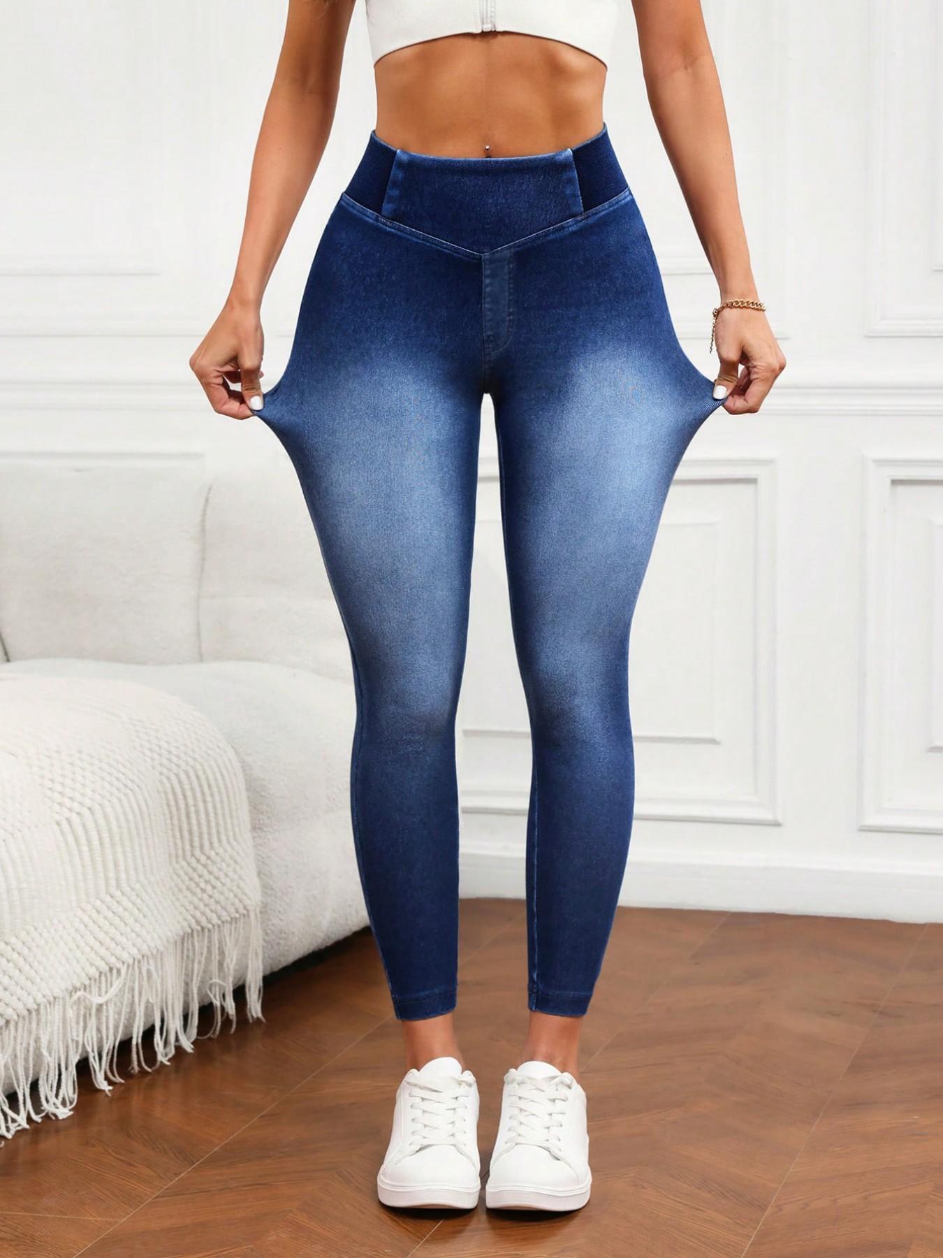 Women's High-Waisted Elastic Slim Fit Denim Jeans, Tummy Control Butt Lifting, Casual Flare Leg Pants with Pockets, All Seasons Wear