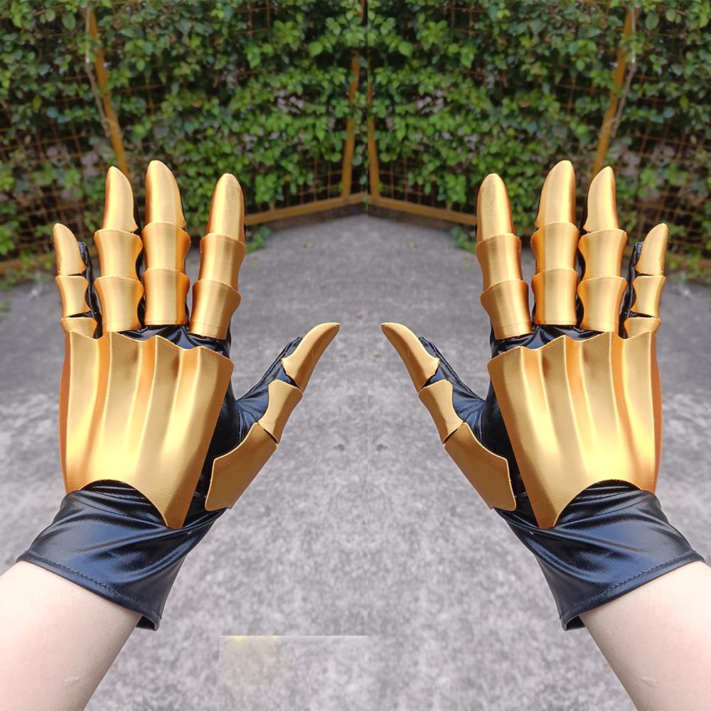 Gold 3D Printing Handmade Gluing Punk Mechanical Gloves Vintage Gothic Wearable Hand Armor Unisex Techwear Cosplay Exoskeleton Gloves