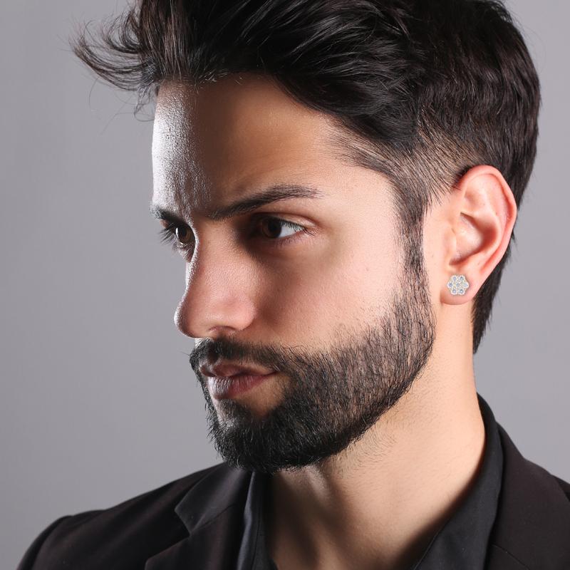 【#E266】UCCIYO Petal Earrings 925 Sterling Silver Synthetic Moissanite Inlay Jewelry Earrings Unisex Fine Jewelry Hip Hop Rapper Gift  FallFreshness