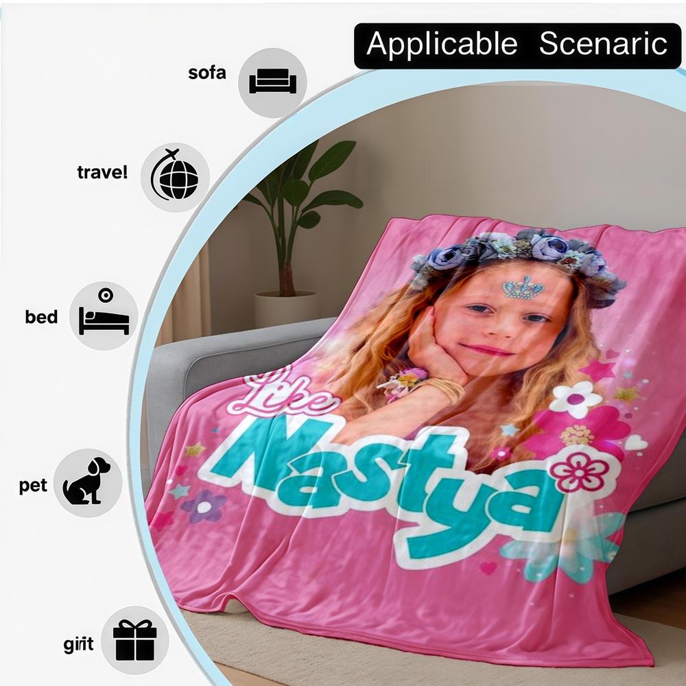 1pc Like Nastya Princess Floral Crown Design Flannel Fleece Blanket, Super Soft Cozy Warm Throw for Bed Sofa Couch Living Room, Office Travel Car, Decorative Gift Idea