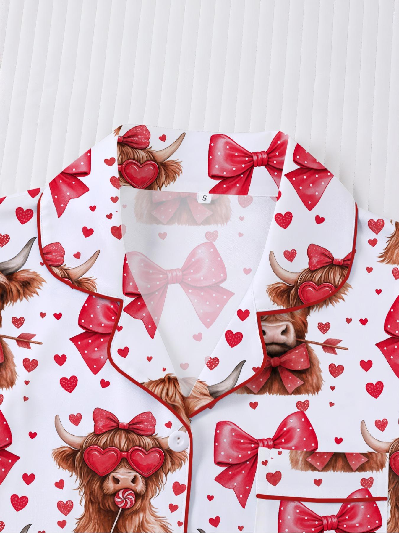 Women's Sleepwear Set, Short Sleeve Button-Up Top & Elastic Shorts, Soft Fitted Design, All-Season Comfortable Home Wear