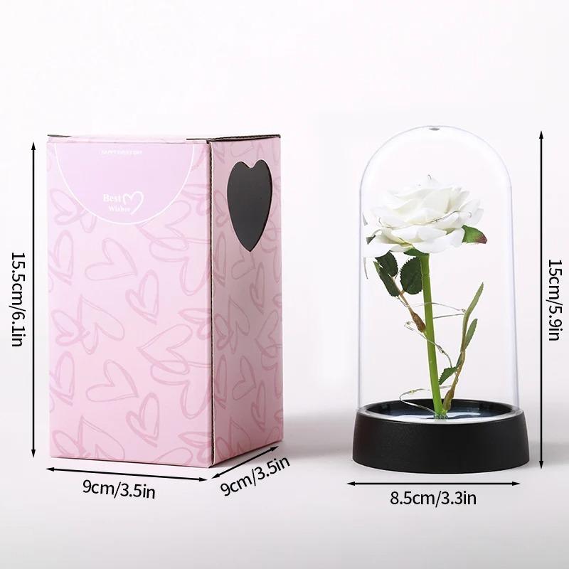 Eternal Rose Flowers Artificial Foil Flower in Glass Glow Immortal Flower LED Roses Lamp Flores Eternas Valentine's Day Gift Light Up Rose