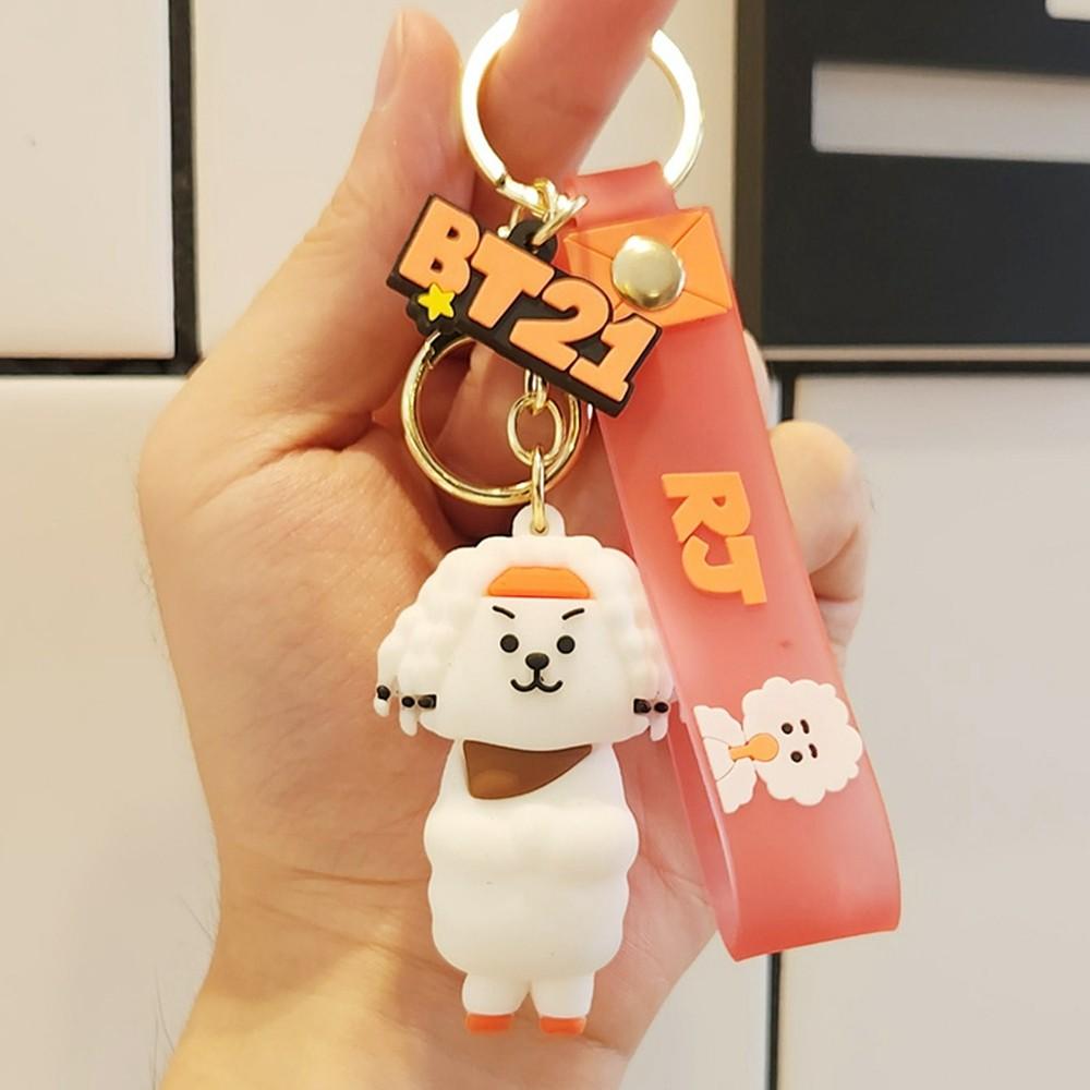 Anime Cartoon BT21 Shooky Cooky Flatback Charm Pendant Set Toy Kawaii Popular Doll Y2K Fashion Cute Backpack Keychain Pendant Gift for Girls - Adorable Character Designs for Collection or Decoration Gift