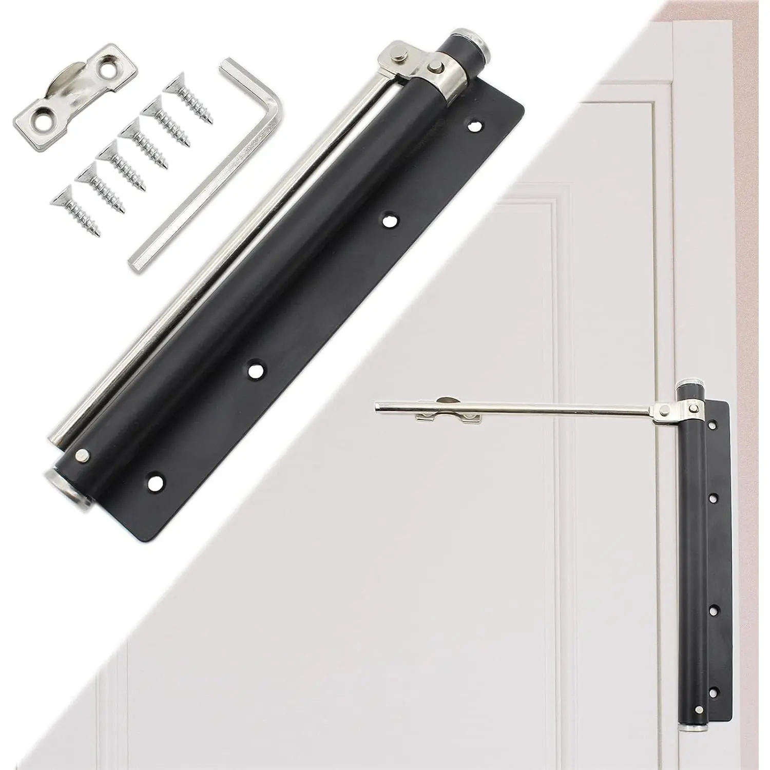 Heavy Duty Automatic Screen Door Closer - Safety Spring for Storm Door, Steel With Adjustable Closing Speed, Smooth and Quiet for Hinge Door