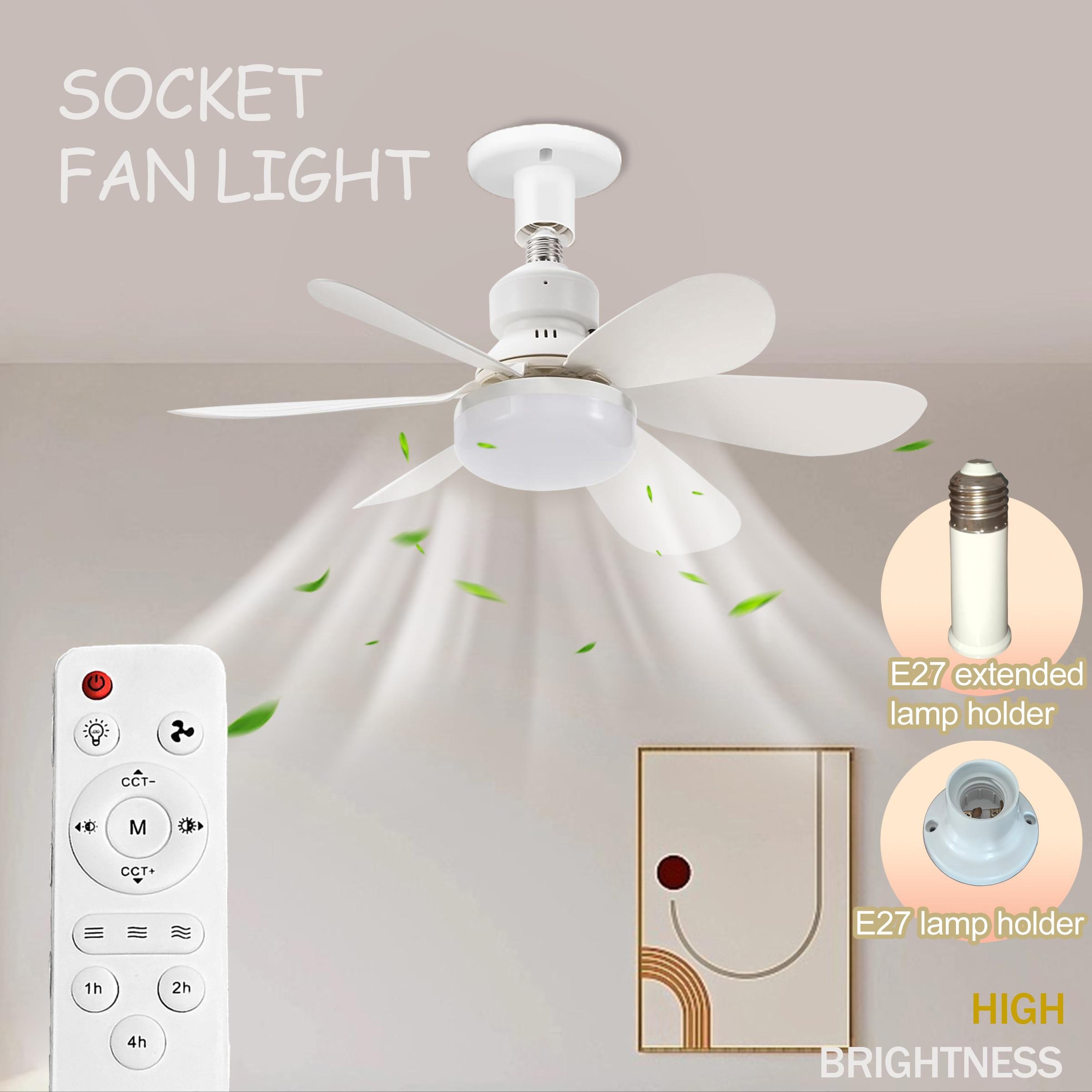 Plug-in Ceiling Fan Light with Remote Control, Pure Copper DC Motor, Variable-Speed Energy-Saving Quiet Operation with Adjustable Lighting and Timer Function, Home Decor Lighting, Atmosphere Lighting
