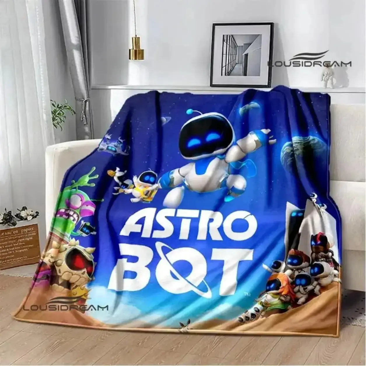 Anime Game ASTRO BOT 3D Print Flannel Fabric Blanket - Warm Cozy Multi-Size Indoor/Outdoor Throw for Home Bed Sofa, Gaming Room Decor Gift for Adults