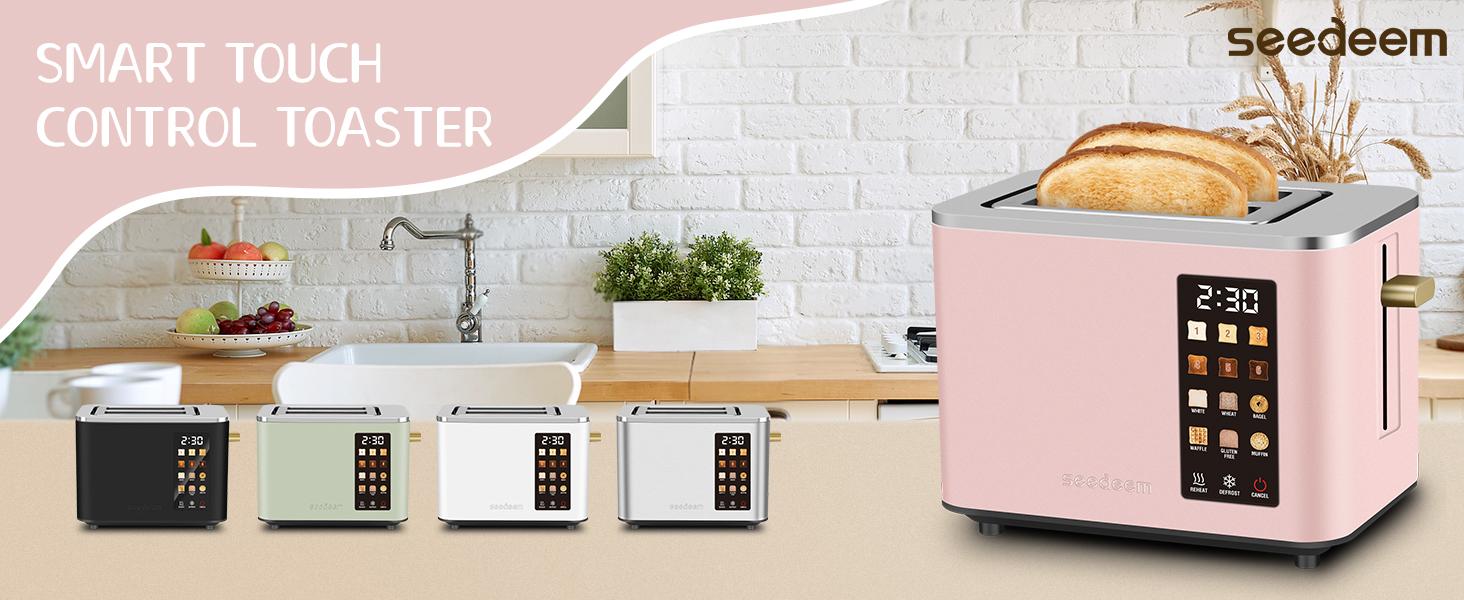 Toaster 2 Slice, Smart Stainless Toaster,Touch Control Screen,  6 Shade Setting, 6 Bread Selection, Countdown, Removable Crumb Tray, 900W, Peach Pink toaster 2  slice Toasting Defrost Kitchen Appliances Multifunction Durable Toastie Maker tiktokshopspring
