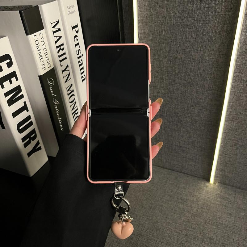 Soft & Cute Pink Soft-Touch Small Heart Charm Flip Foldable Anti-Drop Protective Case for Samsung Galaxy Z Flip 7 FE / Z Flip 7 / Z Flip 6 / Z Flip 5