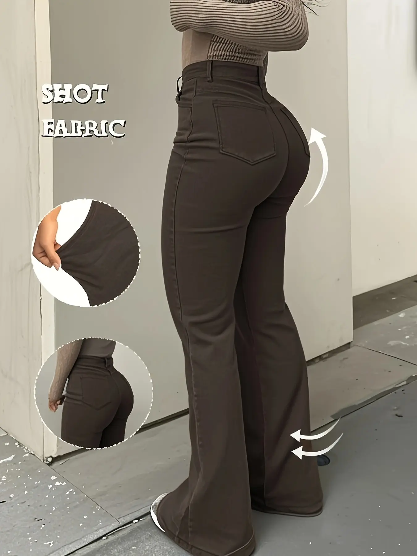 High Waist Flare Jeans for Women, Elastic Bootleg Pants, High Rise Bootcut, Y2K Street Casual Vintage Fashion, Comfortable and Stylish