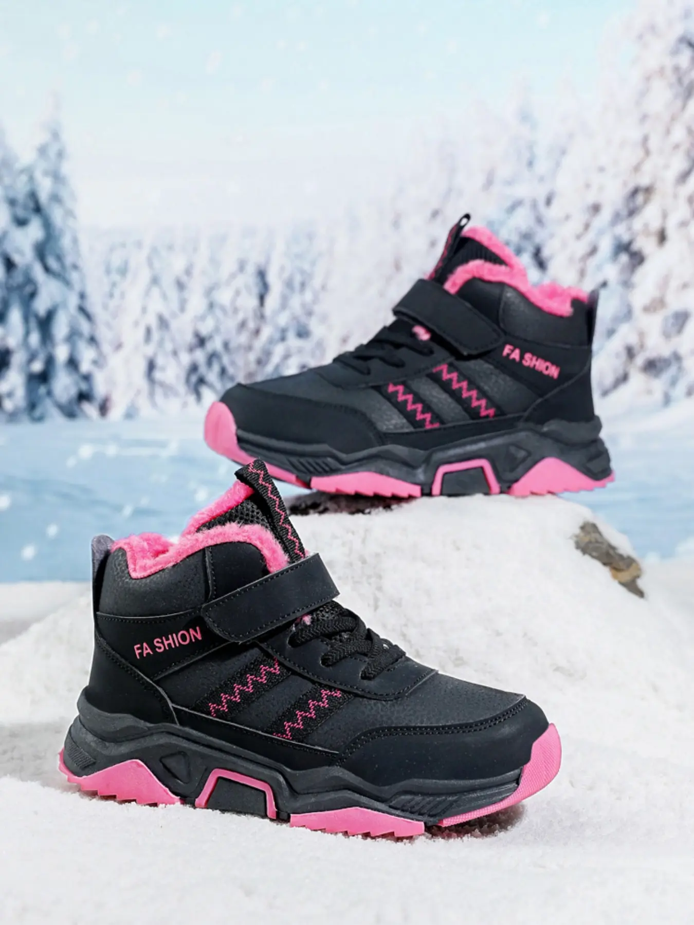 Cotton Shoes, Winter New Thickened High Top Snow Boots, Anti-Slip Warm Outdoor Footwear for Boys and Girls, Non Slip Boots