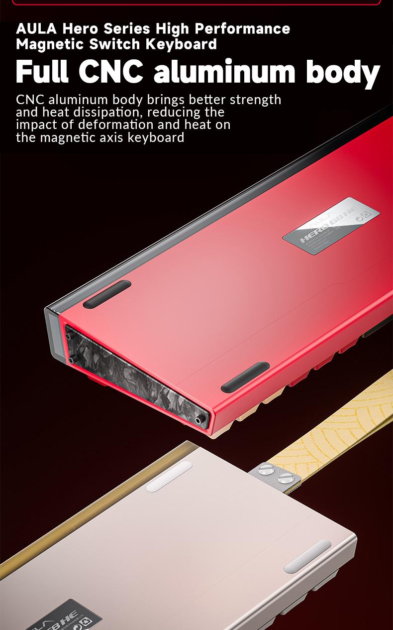 [New]AULA HERO 68 Ultra Aluminum Wired Magnetic Switch 65% Gaming Keyboard, RT 0.005mm, 8K Hz Polling Rate, Ultra-Fast Response, CNC Aluminum Body, RGB Backlight, Supports RS, SOCD,  MPT Functions(Comics White) Pro Gamer Design TikTokShopfalldealsforyou