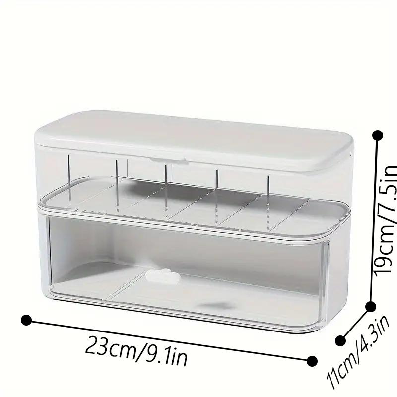 Double-Layer Transparent Desk Cable Organizer Box, Desktop Storage Organizer, Compact Wire/Charger Storage for Home & Office, Adjustable Dividers + Cable Management Pouch, Workspace Organizer, Black Friday Deal, Gift for Remote Workers/Professionals