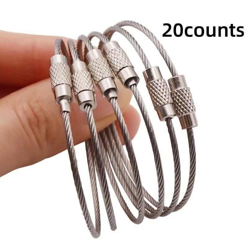 20counts Stainless Steel Keychain Ring, Heavy-Duty Metal Keychain Cable, Large Key Ring Holder for Outdoor Camping, Multi-Purpose Keychain Accessories，Christmas gift
