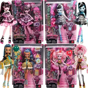 Mattel Monster High Scary Sweet Birthday Doll, Draculaura Cleo De Nile Cupid Asteria Frankie Stein in Party Dress