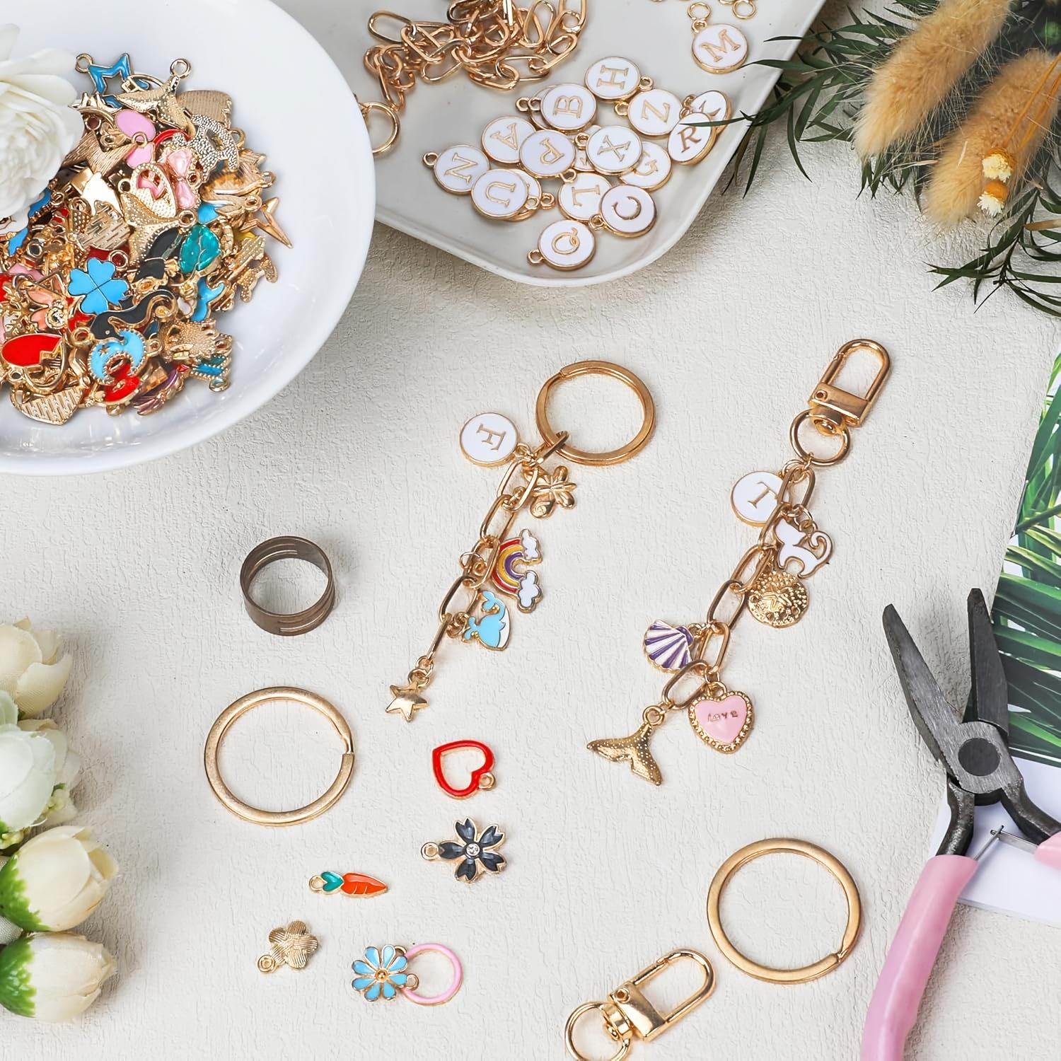 Keychain Making Kit with Clips Extender Chain Charms Jewelry Pliers Bag Charm Kit for DIY Crafting and Jewelry Making Supplies