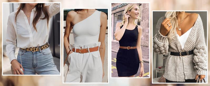 JASGOOD Women's Leather Belts for Jeans Dresses Fashion Gold Buckle Ladies waist Belt