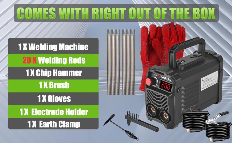 200Amp 20PCS Rods Welder Machine 110V, Super MINI Portable Welding Machine, IGBT Inverter Stick Welder with Hot Start Arc Force Anti-Stick, for 1/16"-1/8" Rod ARC Welder, 2 Chip Hammers, Gloves Outdoorfun Tool welder machine Industrial HARD EDGEHARD EDGE 200Amp 20PCS Rods Welder Machine 110V, Super MINI Portable Welding Machine, IGBT Inverter Stick Welder with Hot Start Arc Force Anti-Stick, for 1/16"-1/8" Rod ARC Welder, 2 Chip Hammers, Gloves Outdoorfun Tool welder machine Industrial HARD EDGEHARD EDGE