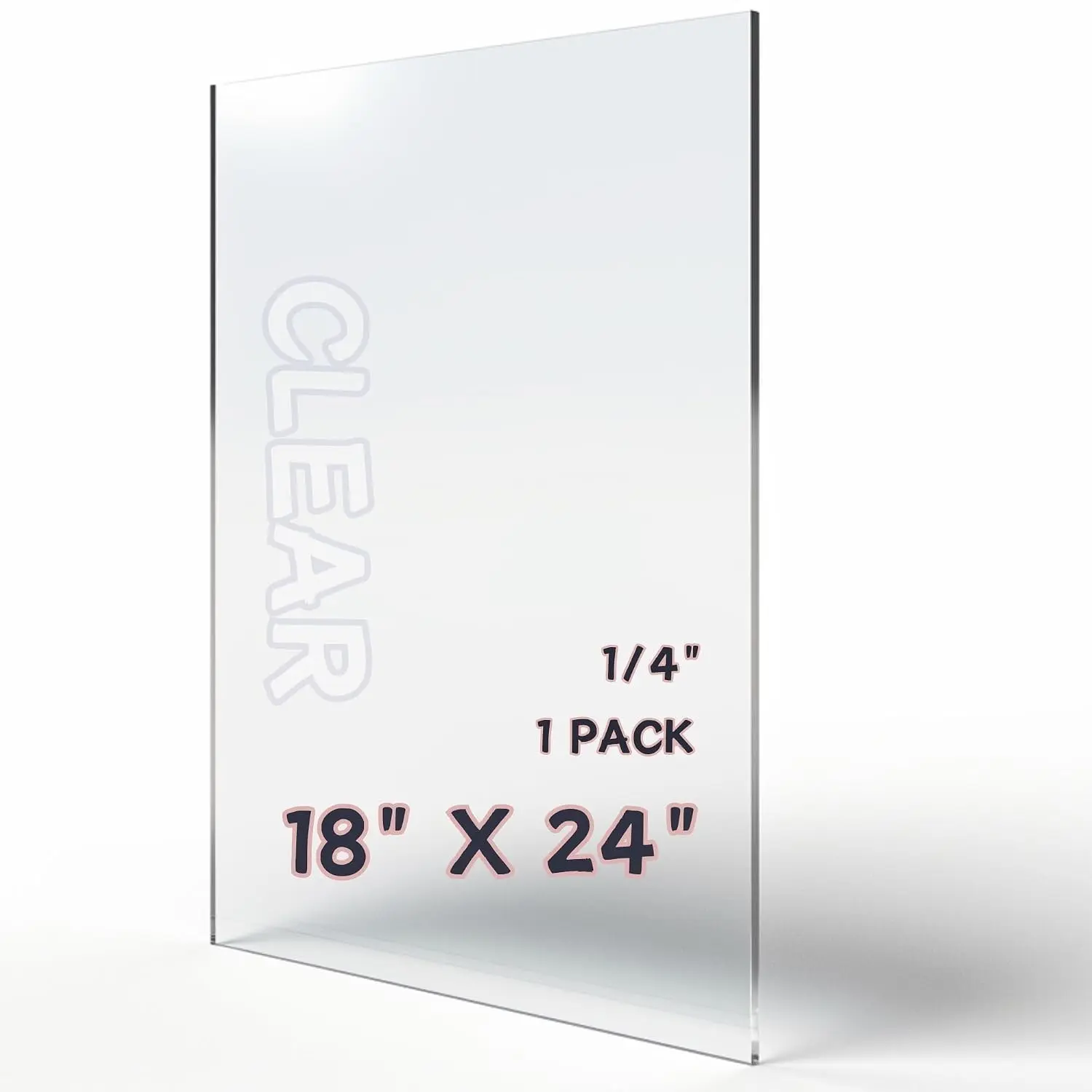 Plexiglass Sheets 18x24 1/4 Inch Thick, Clear Acrylic Panels Cut to Size, Acrylic Board for Signs, Windows, and DIY Projects (1 Pc)