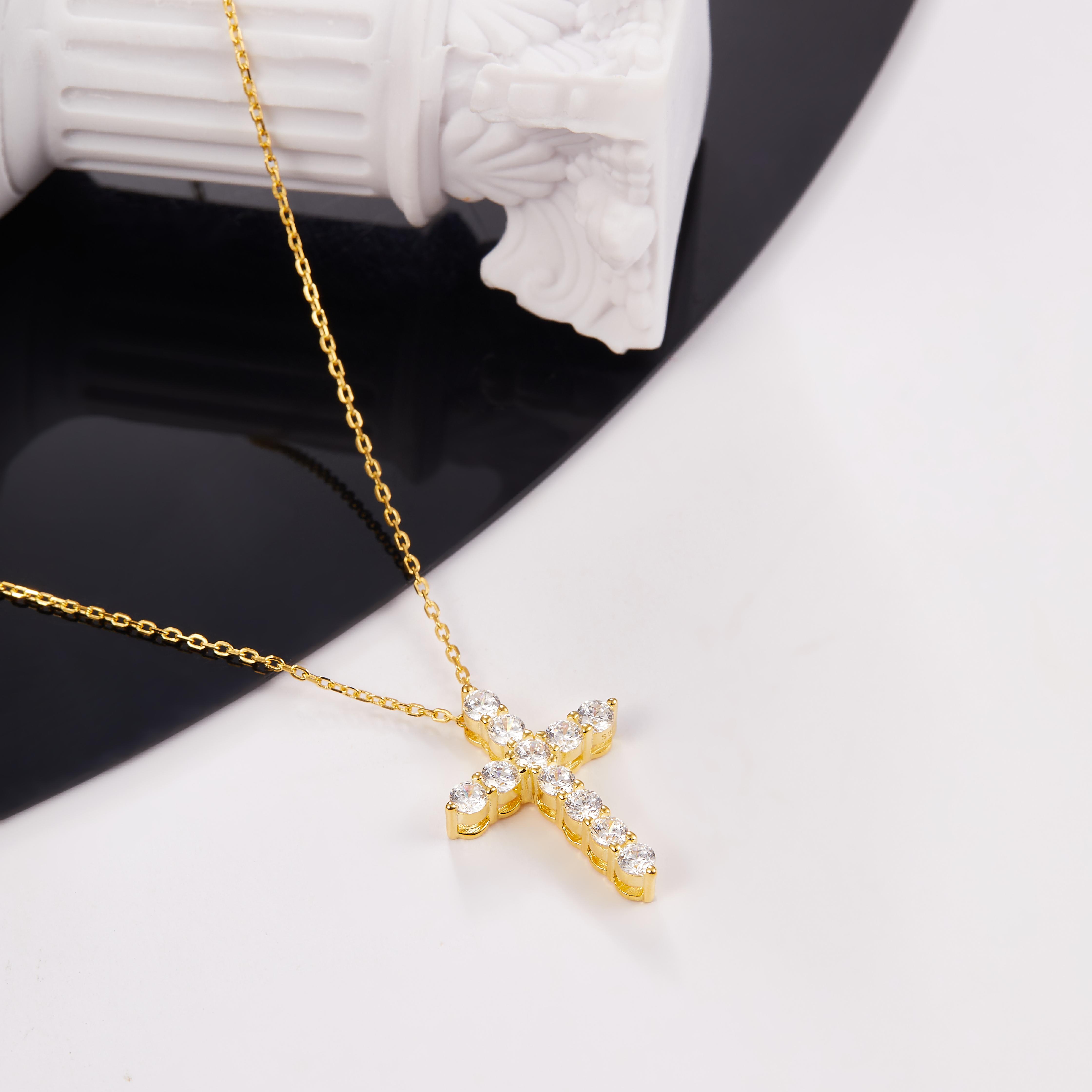 (TY018)S925 Sterling Silver Cross Pendant Necklace Simple Design, Sparkling and Charming, Perfect Gift for Women’s Daily Wear (TY018)S925 Sterling Silver Cross Pendant Necklace Simple Design, Sparkling and Charming, Perfect Gift for Women’s Daily Wear