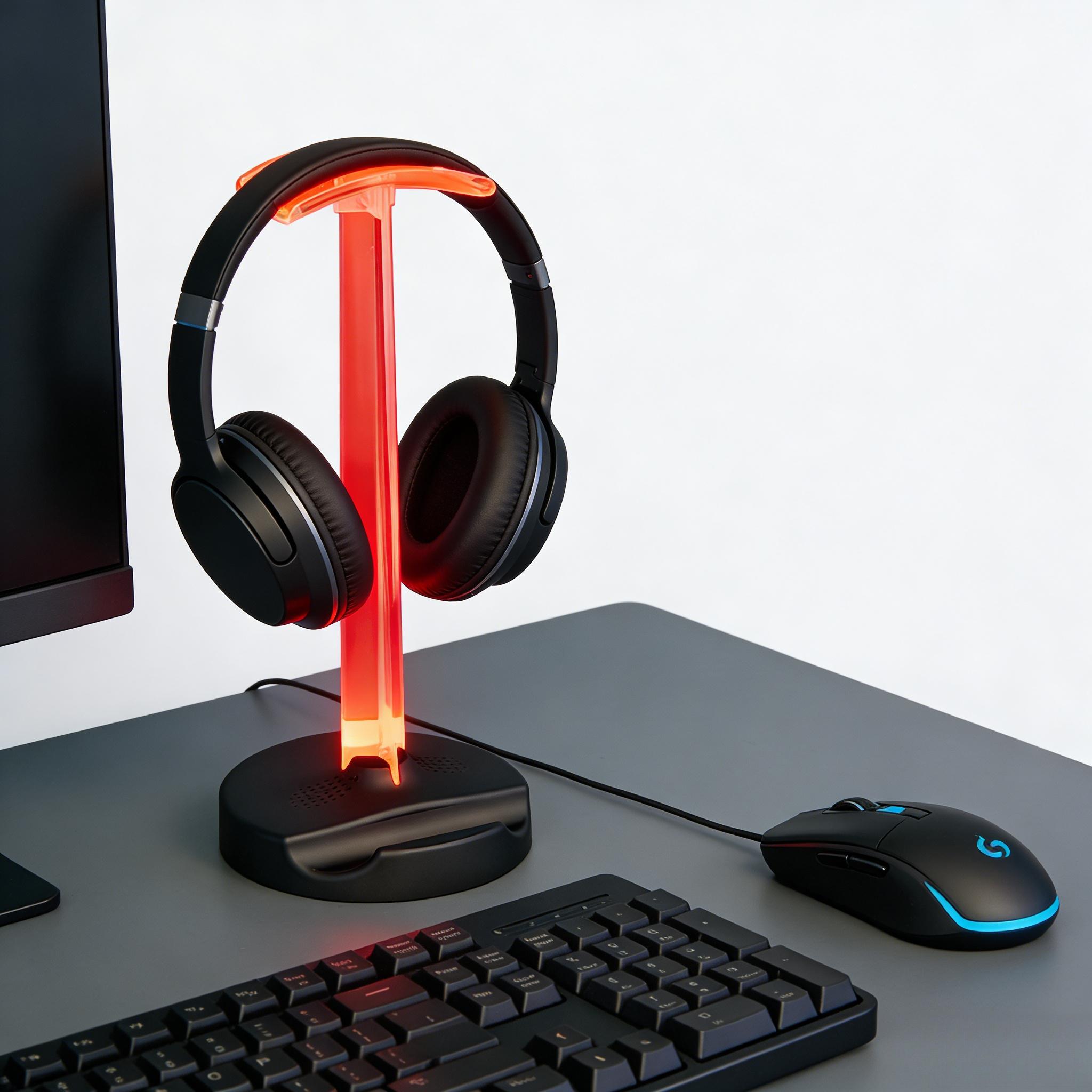 A10-RGB Gaming Headphone Stand, Glow Earphone Rack, Desktop Display Bracket, Headset Hanger, Detachable Headphone Stand for Gamers, Headphone Storage
