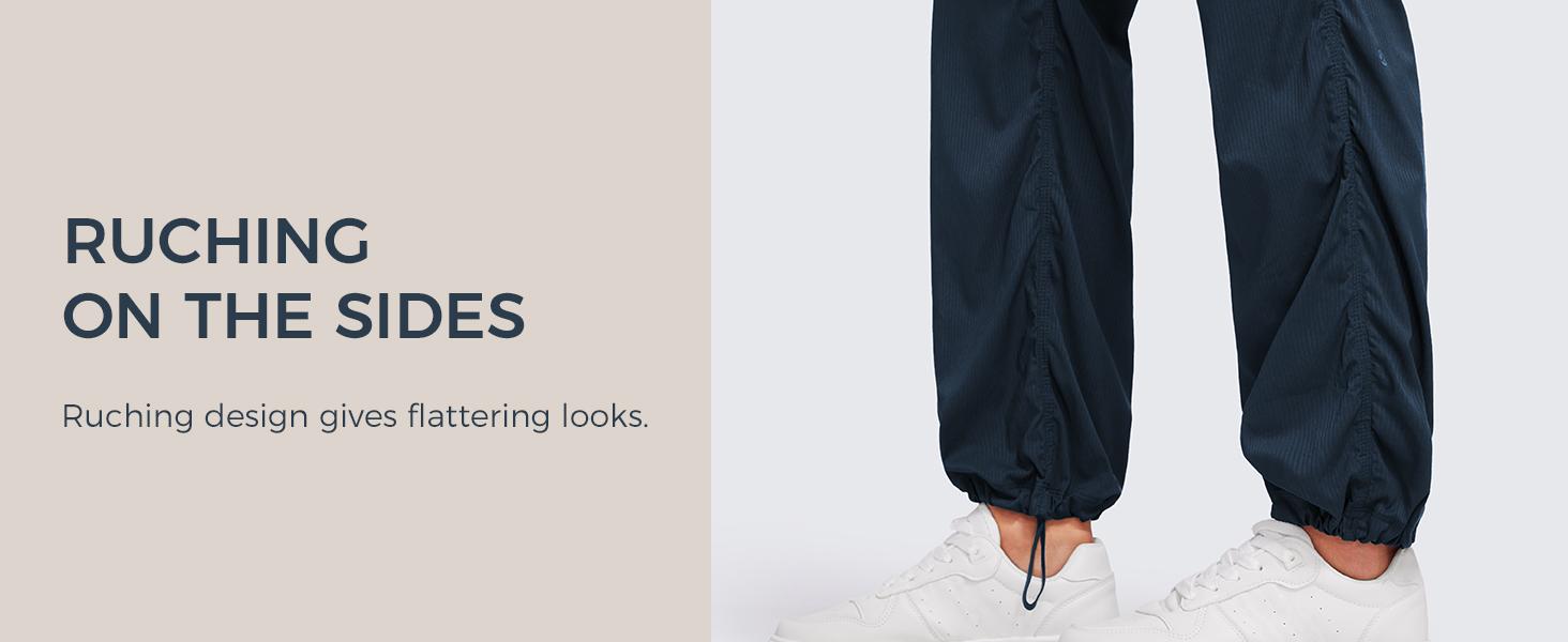 CRZ YOGA Lightweight Straight Leg Workout Pants for Women 28"/30" Casual Ruched Work Gym Athletic Joggers with Pockets
