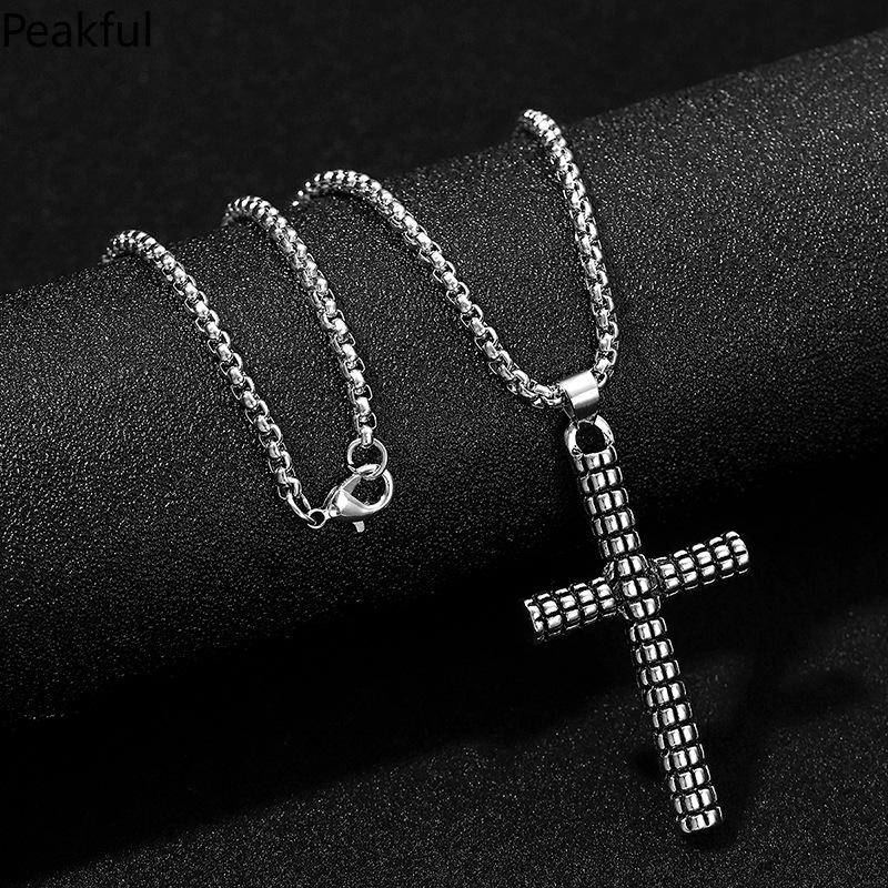 Vintage Cross Pendant Necklace,trending distressed granular finish charm with unique indie design.Retro aged texture and versatile daily matching style, sturdy metal build,perfect for streetwear styling,casual hangouts and everyday fashion collocation.