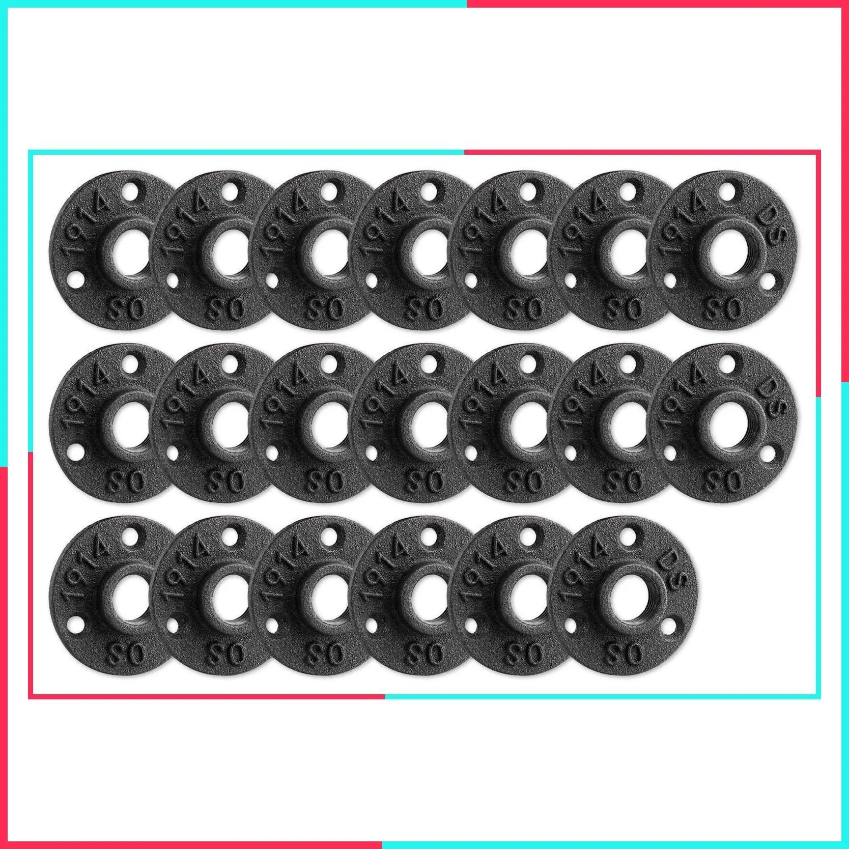 3/4 Inch Floor Flange, Malleable Iron Pipe Fittings for Industrial Vintage Style, Threaded Flanges for DIY Furniture Shelving Decoration (20 Pack)