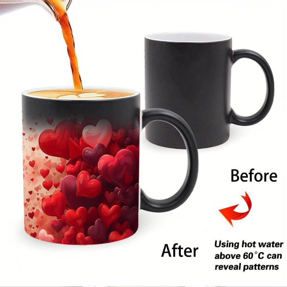 1 11 oz Magic Mug, Heat-Changing - Ceramic Mug, Love Design, Perfect for Valentine's Day, Weddings, Anniversaries, Birthdays and Christmas