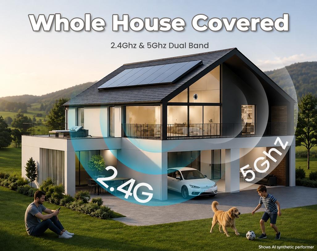 2K HD Indoor Window Cam Security Camera, No-Drill Glass Mount Wireless WiFi Camera with Dual Angle Bracket, 8X Digital Zoom, AI Full Color Night Vision, Human Detection, Two-Way Audio, for 2nd Floor & High Window Monitoring
