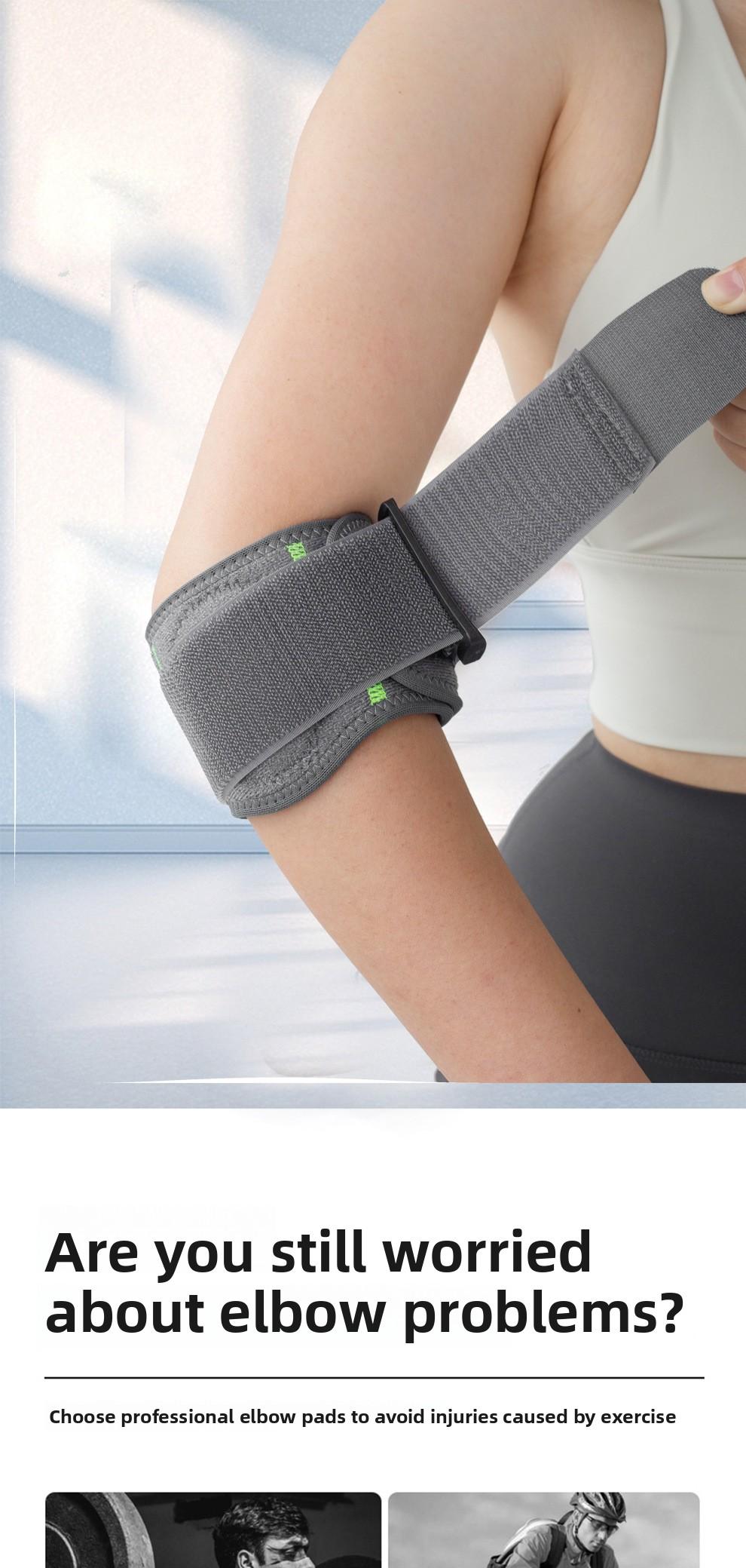 Elbow protector with summer strap and compression support for badminton, volleyball, sports, anti-collision, bench press, and fitness