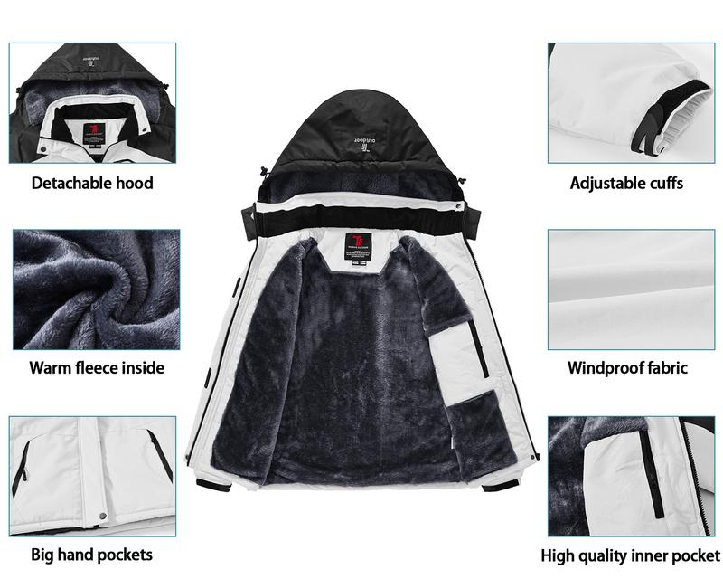 TBMPOY Women's Waterproof Ski Jacket Warm Winter Snow Coat Mountain Windbreaker Hooded Raincoat Jacket