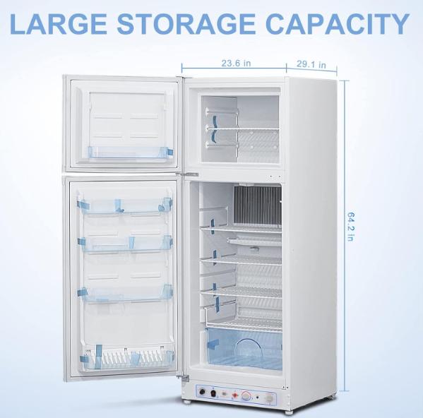 Smad 9.7 Cu.Ft Gas Propane Fridge Freezer LP Caravan Camper RV Fridge Garage AC