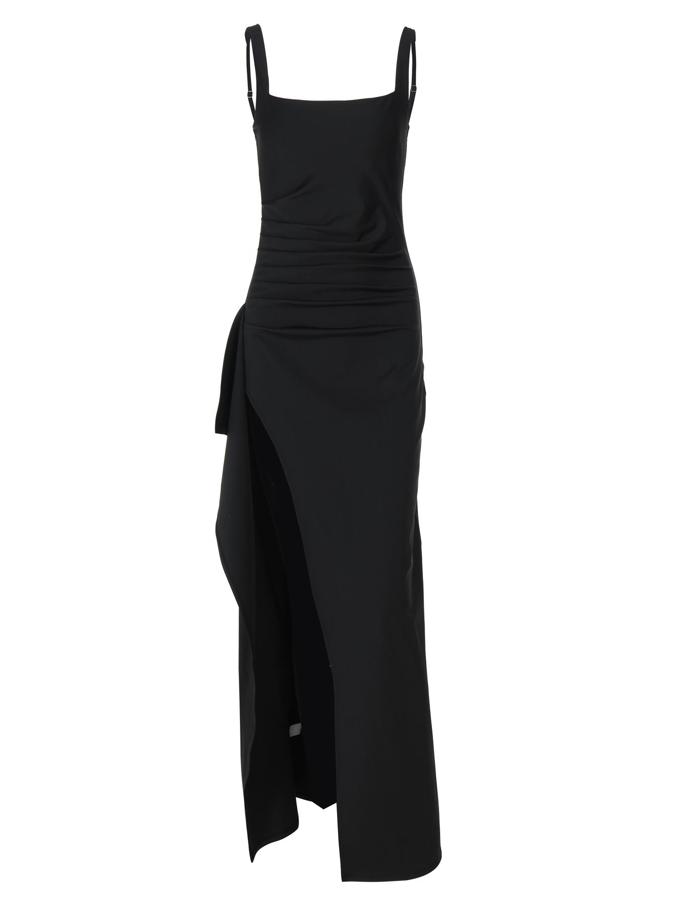 Women's Solid Side High Slit Sleeveless Bodycon Cami Dress, Backless Sleeveless Dresses, Elegant Backless Long Dress for Party Club Holiday Beach Vacation, Ladies Summer Clothes