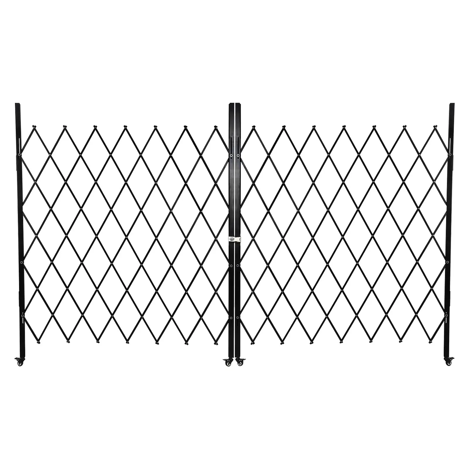Portable Expandable Fence Gate with Wheels, Heavy Duty Steel Accordion Security Gate for Driveway, Yard and Indoor Use