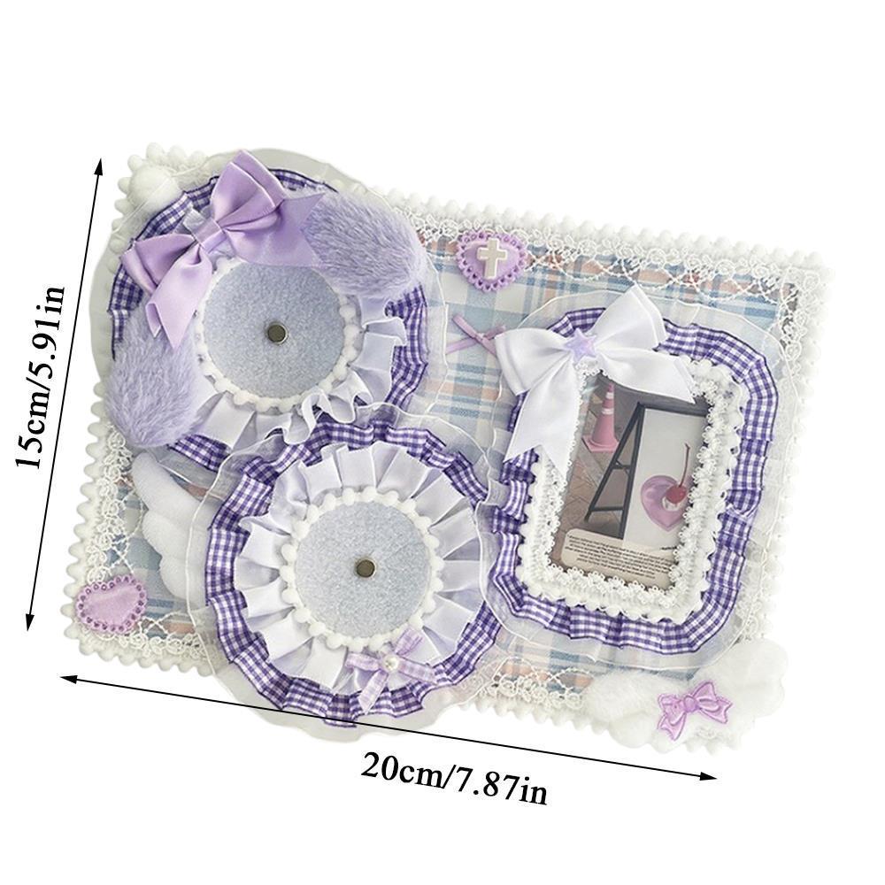 Itabag Anime Badge Holder Set Decor Kawaii Candy Fluffy Bunny Ribbon Lace Ita Bag Insert Board Badge Display Board Accessories