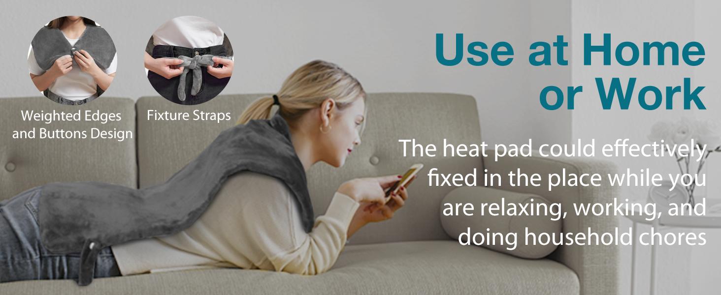 DailyLife Portable Heated Massage Shawl, Electric Heating pad for Back Pain Relief – 6 Heat Settings, 4 Massage Modes, Auto Off, Machine Washable, Warming Mat, Gifts for Women, Mom, Mother’s Day, FathersDayGift