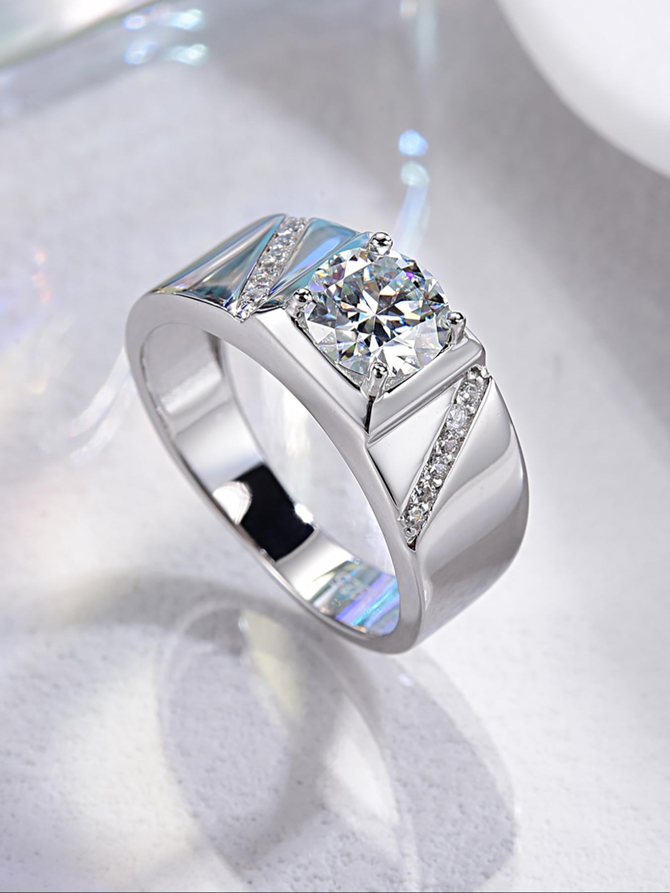 S925 Sterling Silver Synthetic Moissanite Ring, Simple Atmosphere Ring for Men, Eternal Promise Wedding Engagement Ring, Fine Jewelry Anniversary Gift, Engagement Wedding Rings