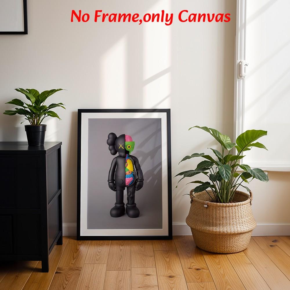 Pop Art Wall Arts Anatomy Posters, Kaws Figure Canvas Prints, Abstract Art Wall Decor, Unframed Canvas Art Print for Living Room Bedroom Office Gift